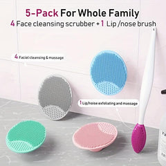 5pcs Face Scrubber Facial Cleansing Brush With Lip Scrub Brush