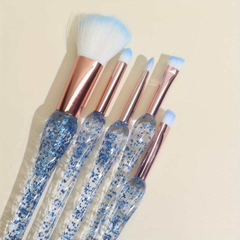 5pcs Sequin Detail Clear Makeup Brush Set