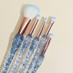 5pcs Sequin Detail Clear Makeup Brush Set