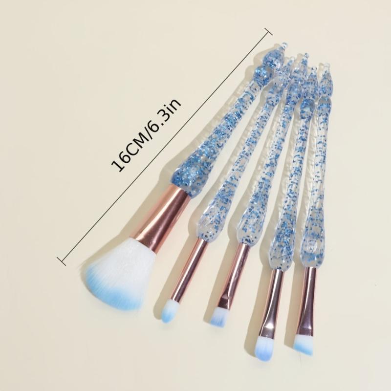 5pcs Sequin Detail Clear Makeup Brush Set