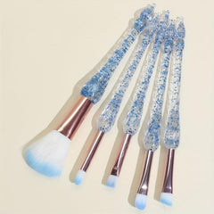 5pcs Sequin Detail Clear Makeup Brush Set