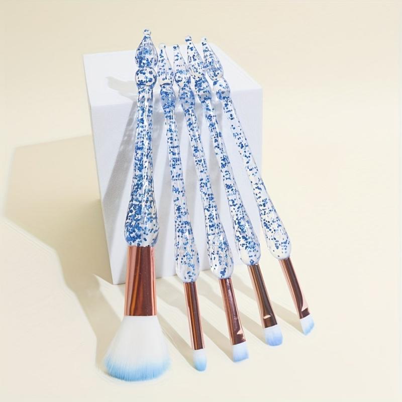 5pcs Sequin Detail Clear Makeup Brush Set