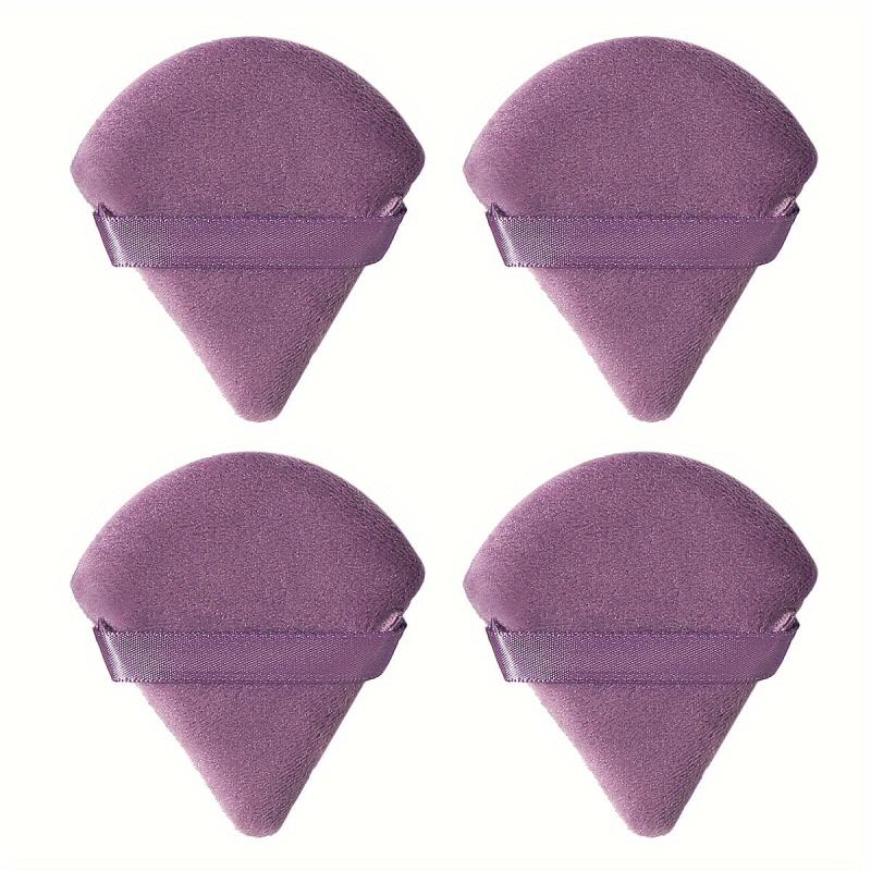 4pcs Fan Shape Powder Puff Set Soft Velvet Makeup Puffs With Strap