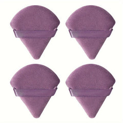 4pcs Fan Shape Powder Puff Set Soft Velvet Makeup Puffs With Strap