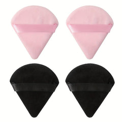 4pcs Fan Shape Powder Puff Set Soft Velvet Makeup Puffs With Strap