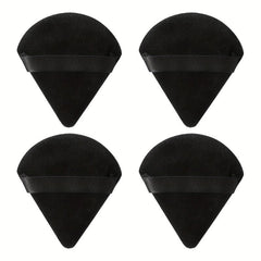 4pcs Fan Shape Powder Puff Set Soft Velvet Makeup Puffs With Strap