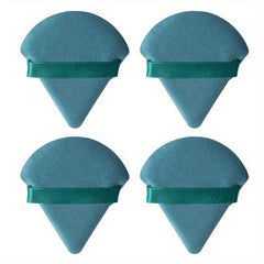 4pcs Fan Shape Powder Puff Set Soft Velvet Makeup Puffs With Strap