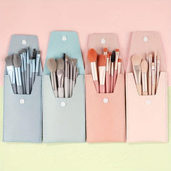 8pcs Travel Makeup Brush Set for Eyes Face Cheeks Compact and Convenient Bea