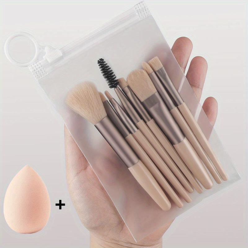 8pcs Travel Makeup Brush Set for Eyes Face Cheeks Compact and Convenient Bea