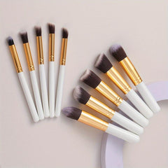 10pcs Makeup Brush Set Foundation Powder Eyes