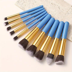 10pcs Makeup Brush Set Foundation Powder Eyes