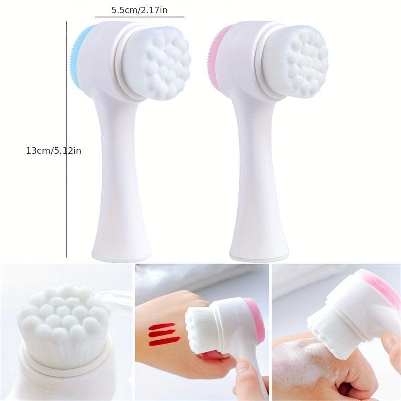 Silicone Double Face Wash Brush Manual Cleansing 3D Face Washer Facial Cleaner