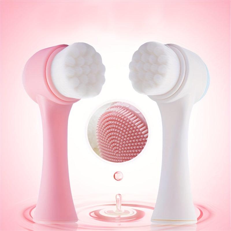 Silicone Double Face Wash Brush Manual Cleansing 3D Face Washer Facial Cleaner