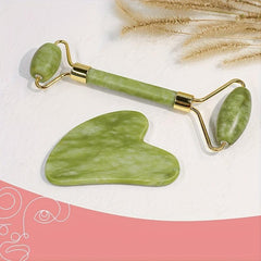 Jade Roller & Gua Sha Set Skin Care Massager Tool for Face Eyes Neck Body