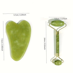 Jade Roller & Gua Sha Set Skin Care Massager Tool for Face Eyes Neck Body
