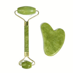 Jade Roller & Gua Sha Set Skin Care Massager Tool for Face Eyes Neck Body