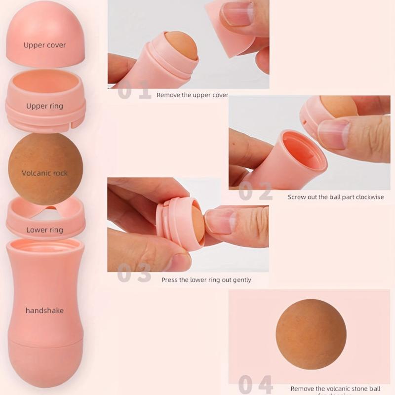 Double Headed Face Absorbing Roller Natural Volcanic Stone Facial Pore