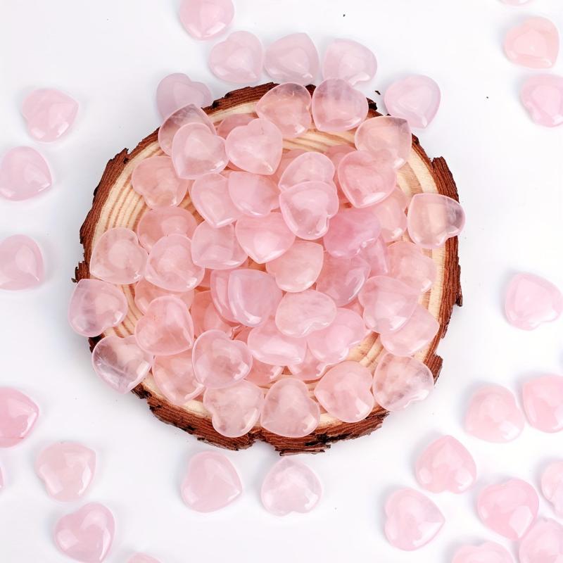 10pcs Natural Rose Quartz Heart Crystal Stones for Meditation Glass Decoration