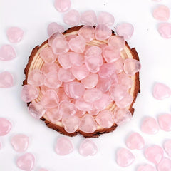10pcs Natural Rose Quartz Heart Crystal Stones for Meditation Glass Decoration