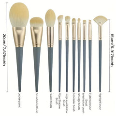 10Pcs Makeup Brushes Set With Powder Puff Brush Cleaner Pad