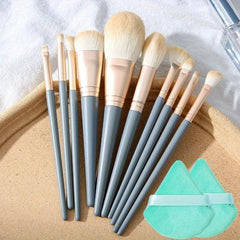 10Pcs Makeup Brushes Set With Powder Puff Brush Cleaner Pad
