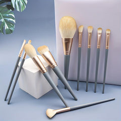 10Pcs Makeup Brushes Set With Powder Puff Brush Cleaner Pad