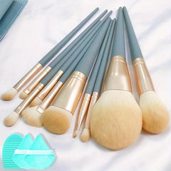 10Pcs Makeup Brushes Set With Powder Puff Brush Cleaner Pad