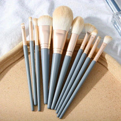 10Pcs Makeup Brushes Set With Powder Puff Brush Cleaner Pad