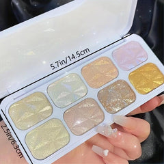 8-Color Shimmer Eyeshadow Palette with Highlighter, Diamond Sequin & Blush