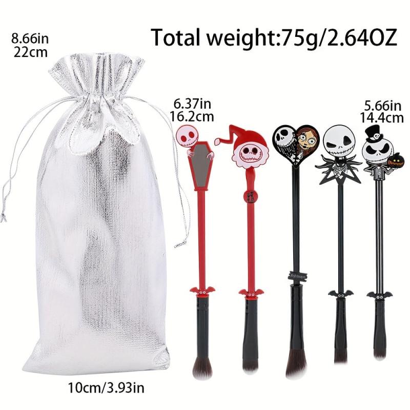 5pcs Christmas Makeup Brush Set With Pouch