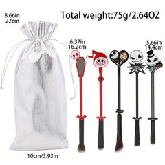 5pcs Christmas Makeup Brush Set With Pouch