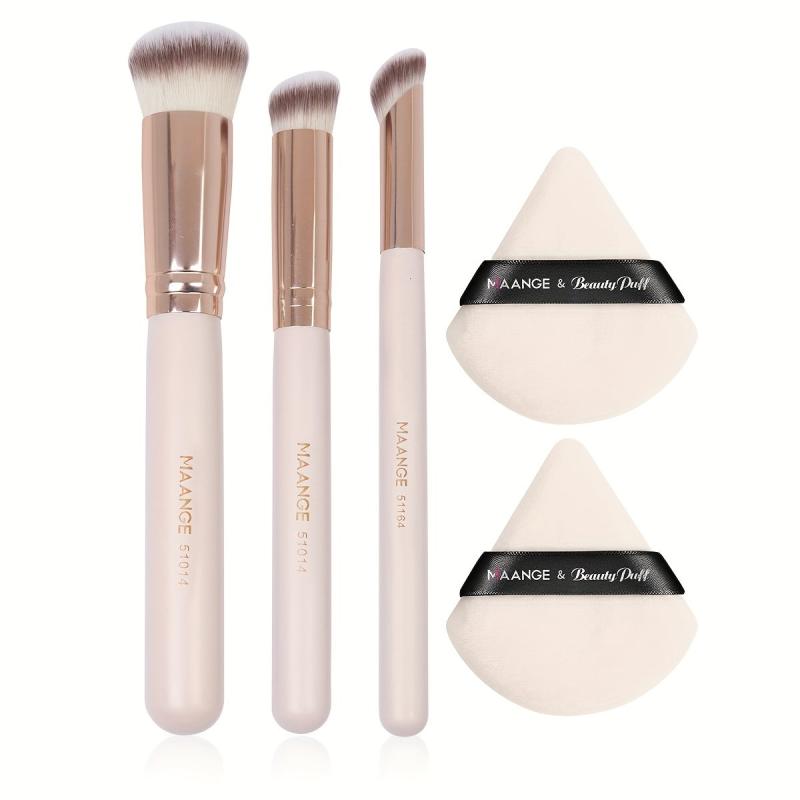 3pcs Makeup Brushes Set with 2pcs Air Cushion Powder Puff