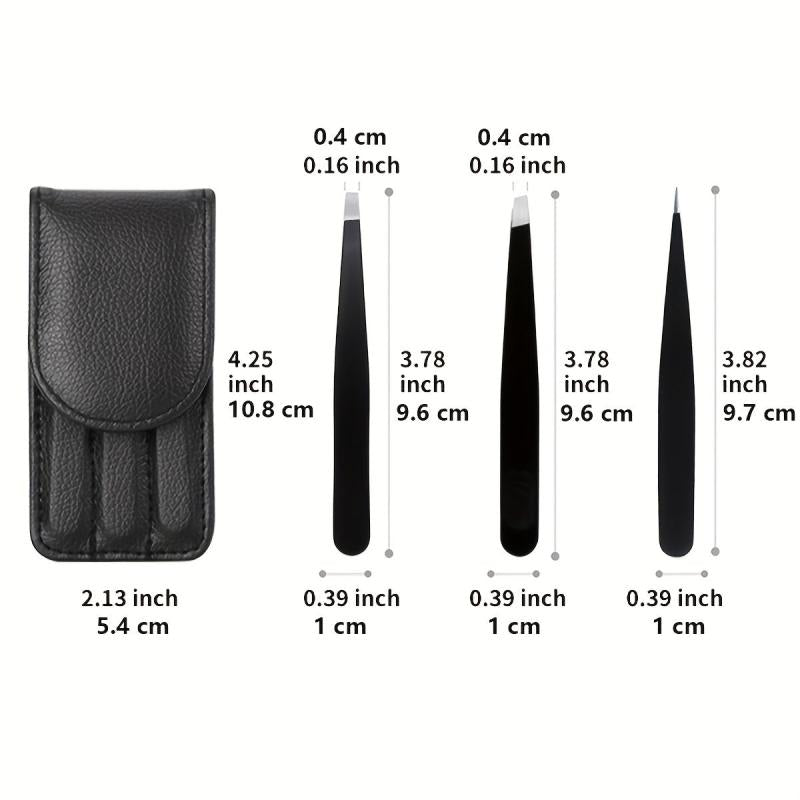 3pcs Stainless Steel Tweezers for Hair Removal Pink
