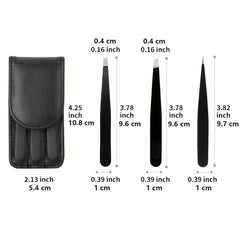 3pcs Stainless Steel Tweezers for Hair Removal Pink