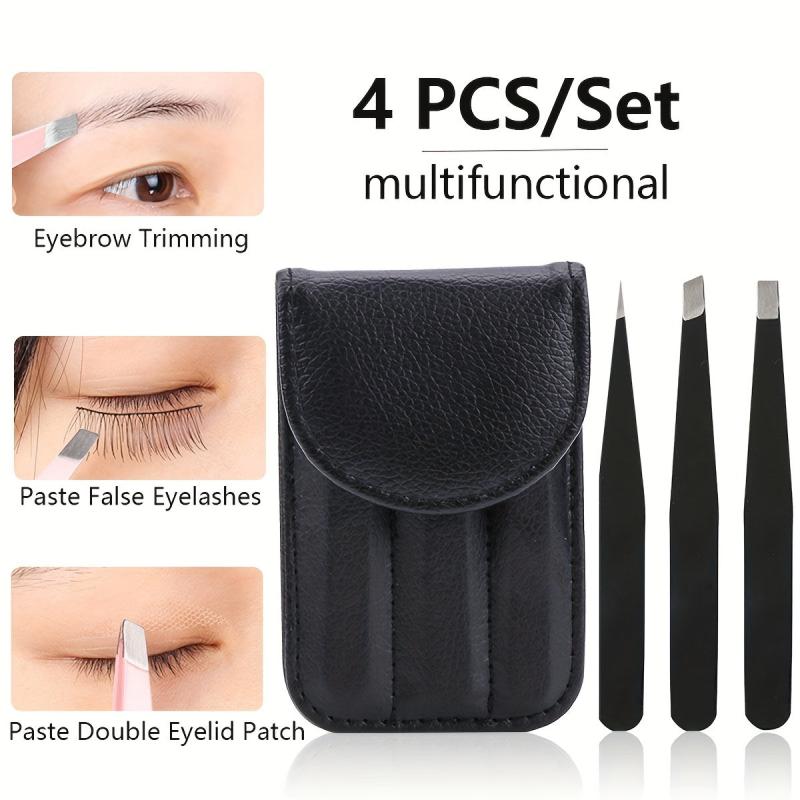 3pcs Stainless Steel Tweezers for Hair Removal Pink