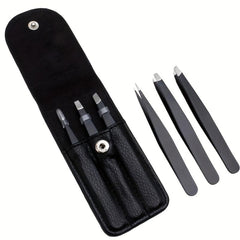 3pcs Stainless Steel Tweezers for Hair Removal Pink
