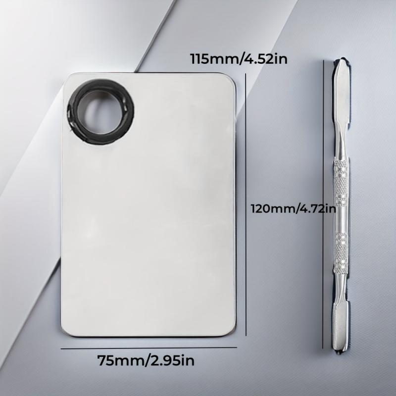 Stainless Steel Makeup Palette and Spatula Set