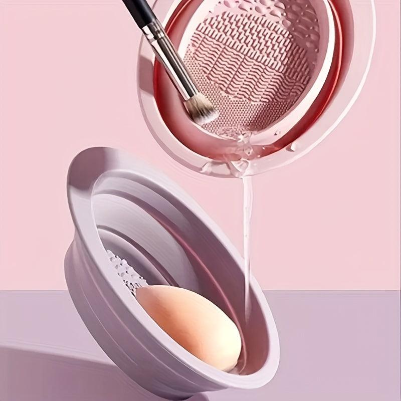 Silicone Makeup Brush Cleaner Bowl Collapsible Cosmetics Foundation Cleaner