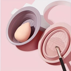 Silicone Makeup Brush Cleaner Bowl Collapsible Cosmetics Foundation Cleaner