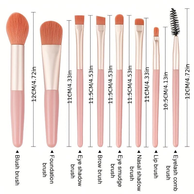 8Pcs Makeup Brushes Set with Sponge, Soft Portable Bag
