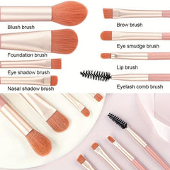 8Pcs Makeup Brushes Set with Sponge, Soft Portable Bag