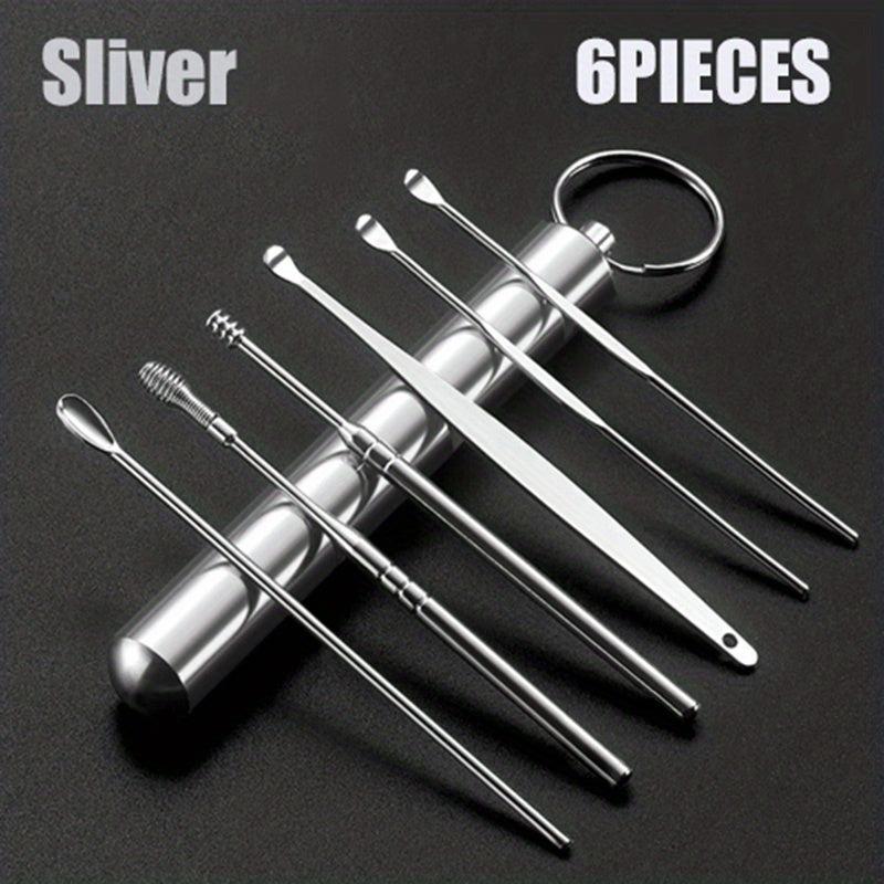 6pcs Stainless Steel Ear Picking Tool Set Ear Wax Remover Cleaner