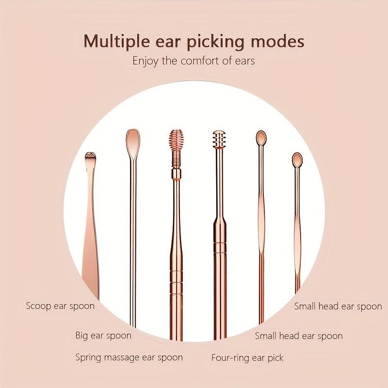 6pcs Stainless Steel Ear Picking Tool Set Ear Wax Remover Cleaner