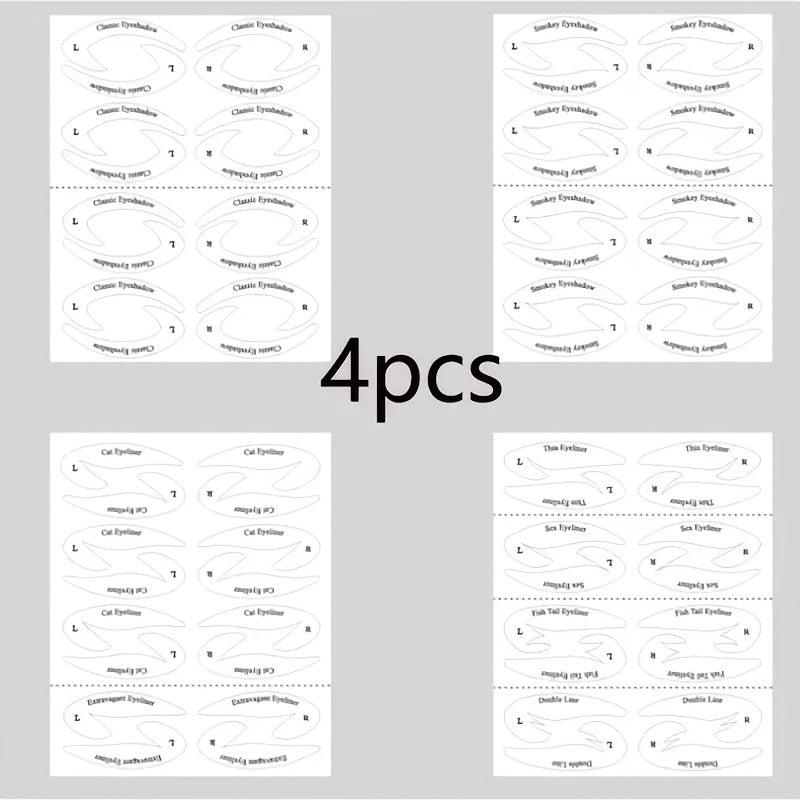 4 Cat Shape Eyeliner Eyeshadow Stencils Reusable Makeup Template Sticker