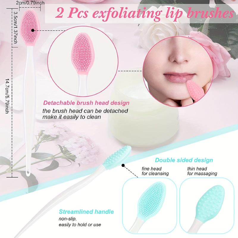 2pcs Double Sided Lip Brush with Soft Silicone Exfoliating Brush