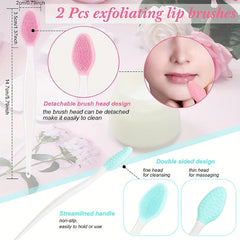 2pcs Double Sided Lip Brush with Soft Silicone Exfoliating Brush