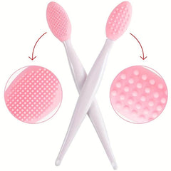 2pcs Double Sided Lip Brush with Soft Silicone Exfoliating Brush