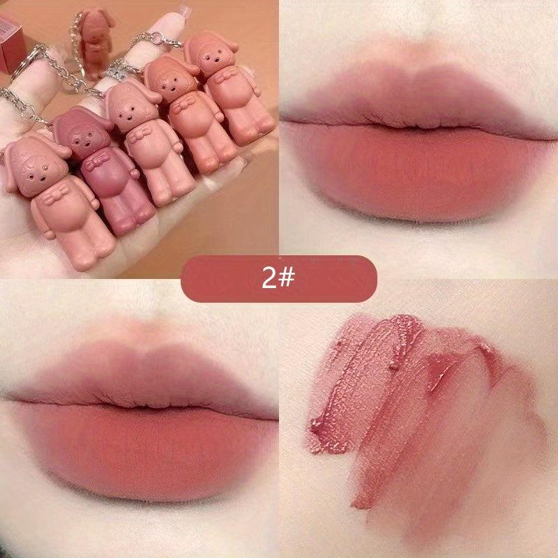 Bear Keychain Lip Stain Velvet Matte Long Lasting Lip Mud