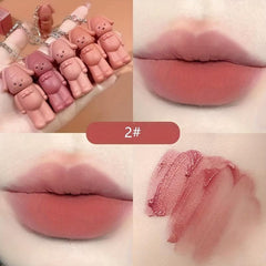 Bear Keychain Lip Stain Velvet Matte Long Lasting Lip Mud