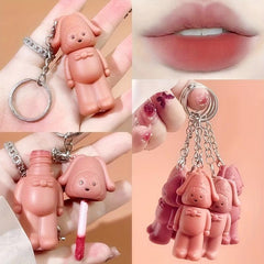 Bear Keychain Lip Stain Velvet Matte Long Lasting Lip Mud